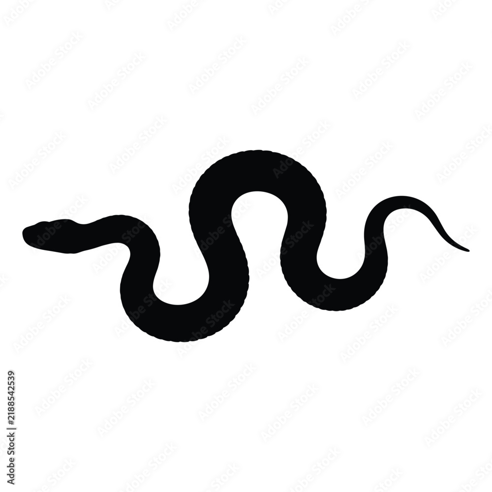 Obraz premium Adder snake silhouette black vector graphic for nature logo design or wildlife branding