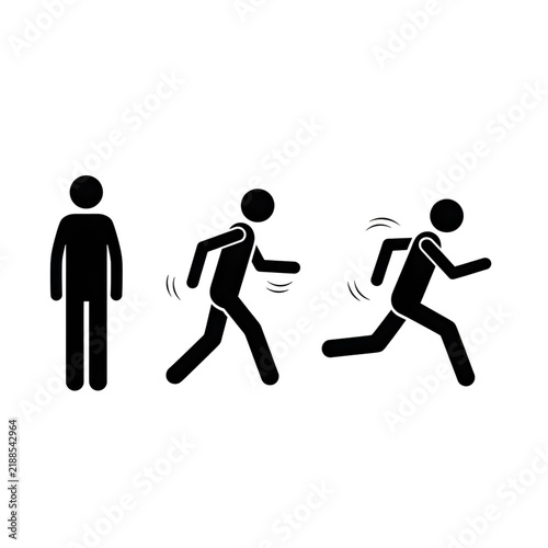 Cartoon man running with increasing speed