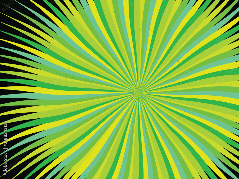 Fototapeta premium Abstract background featuring wavy green lines with a central radial burst effect design graphic.