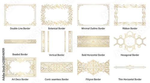 Elegant Decorative Borders Collection, Vector Frames, Ornament Elements