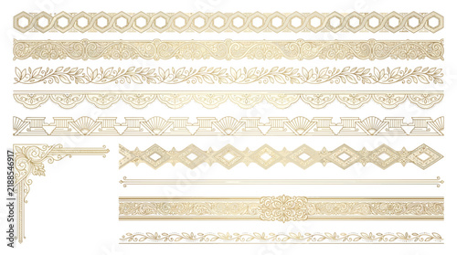 Elegant Ornamental Borders and Corners Set, Transparent Background