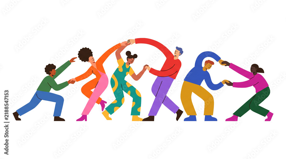 Fototapeta premium Diverse Diverse Group Dancing Illustration