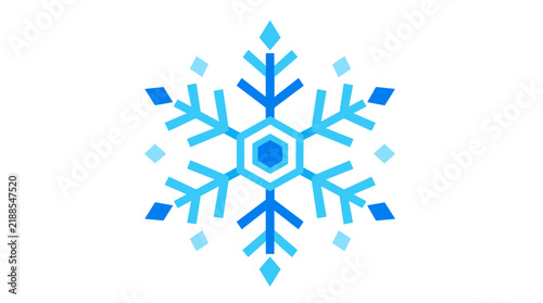 Blue geometric snowflake symbol for winter decoration or holiday theme