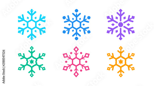 Colorful Snowflakes in Various Designs for Winter Season