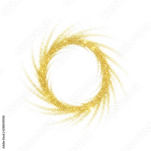 Golden abstract circular brush stroke design
