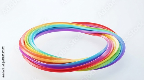 Colorful twisted ribbons forming abstract ring shape