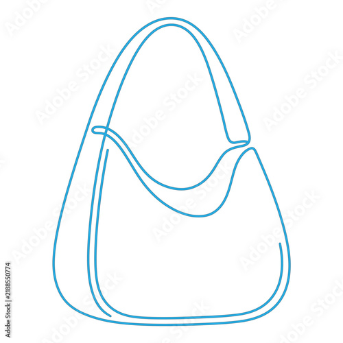 Minimalist continuous line art illustration of a stylish women's shoulder handbag isolated on white background