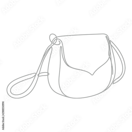 Minimalist continuous line art vector illustration of a modern women handbag shoulder purse