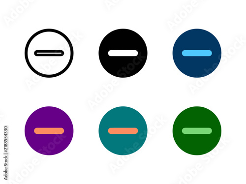 Foto Minimalist circular minus math operation icon set with subtraction negative inte