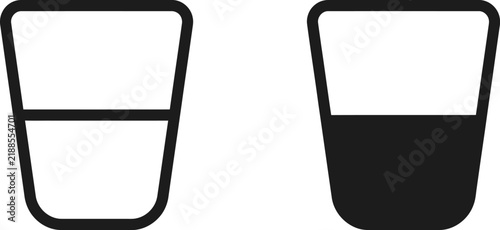Obraz na plátne Minimalist icon set showing a glass half full and a glass half empty for compari