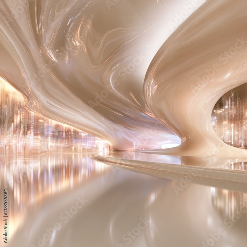 Smooth futuristic curves forming an architectural interior tunnel