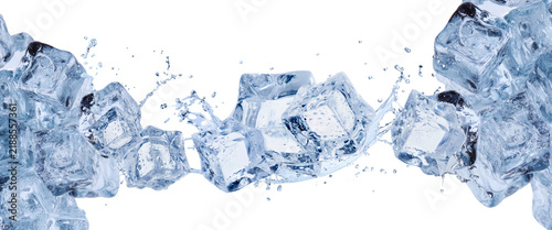 Ice Cubes with Water Splash Border Transparent Overlay