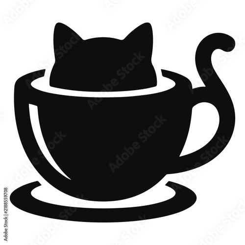 Obraz na plátne Playful minimalist teacup logo featuring a rounded cup and decorative hat-like element, creating a distinctive identity for cafés, tea brands, and hospitality businesses