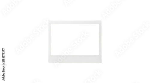 Vintage instant photo frame, single blank horizontal polaroid style film border, retro white paper picturedesign elements for scrapbooking isolated on transparent background