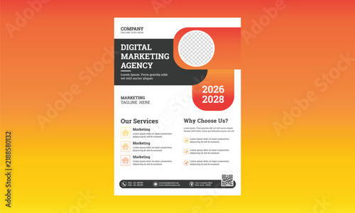 Gradient Business Flyer poster design layout shape, one colors design, 