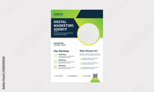 Gradient Business Flyer poster design layout shape, one colors design, 