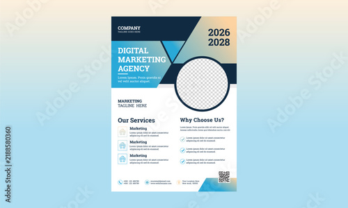 Gradient Business Flyer poster design layout shape, one colors design, 