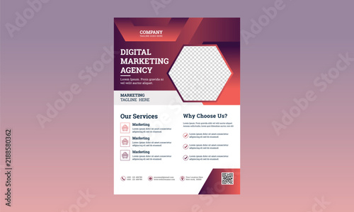 Gradient Business Flyer poster design layout shape, one colors design, 