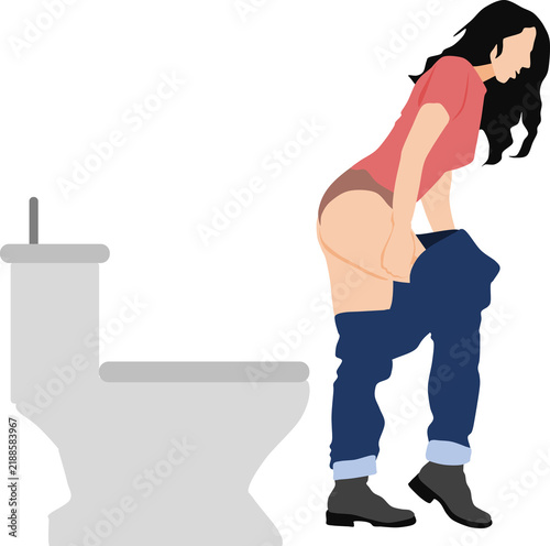 Plakat トイレに行く女性のイラスト