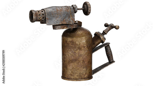 Cuadro en lienzo 3d rendering vintage blowtorch on white background