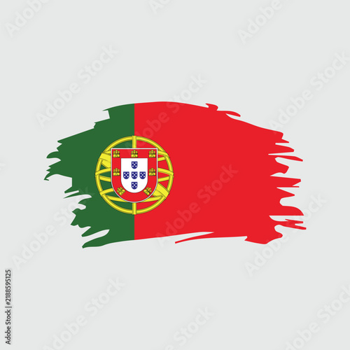 Portugal flag with artistic brushstroke texture on gray background