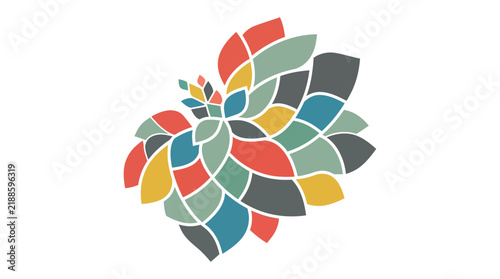 Abstract Botanical Network Garden with Geometric Leaf Structures