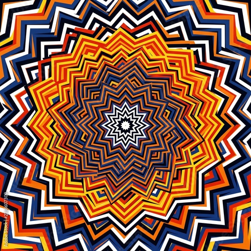 Plakat Retro psychedelic zigzag starburst optical illusion