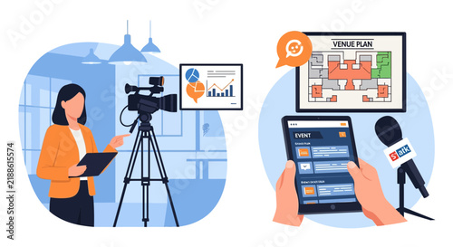 Event planning technology integrating media production and digital management for efficient operations.