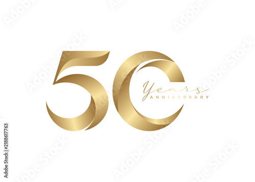 Elegant Gold 50 Years Anniversary Design on White Background