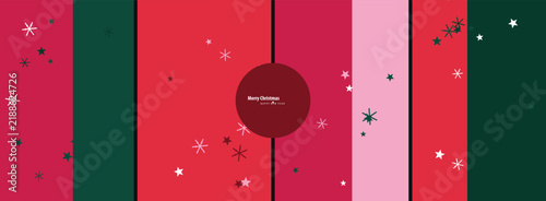 Abstract geometric holiday poster design featuring vertical color stripes and minimalist winter snowflake patterns for festive seasonal event visuals
