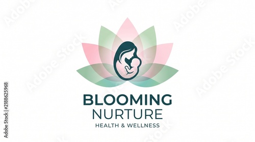 Maternity lotus logo with pregnant woman silhouette