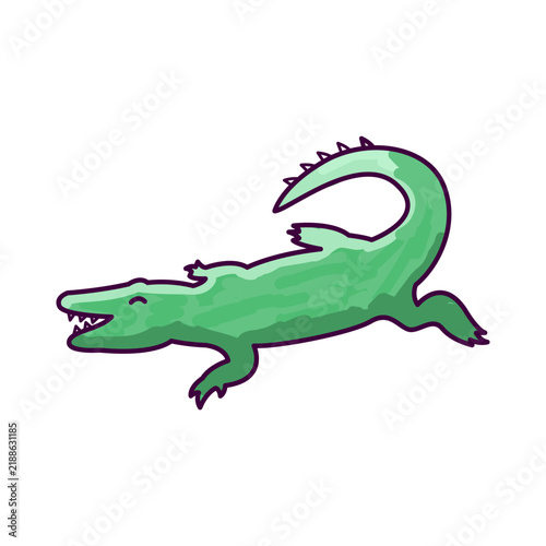 Cute Green Crocodile Cartoon Illustration