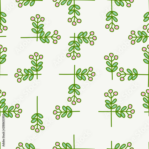 Floral seamless wallpaper tile. Abstract flower, berry, and check geometry design seamless pattern ornament for textile, wallpapers, cards, stationery, phone cases, paper gifts, and wrapping.