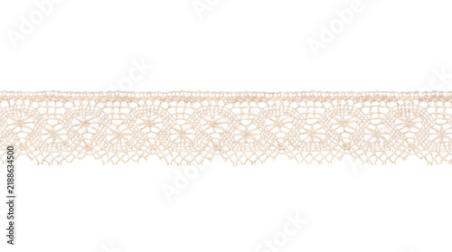 Принти на полотні Ivory crochet lace trim with floral medallions and scalloped fringe on a transpa