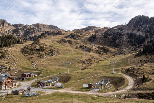 Snowless Winter Ski Resort Green Mountain