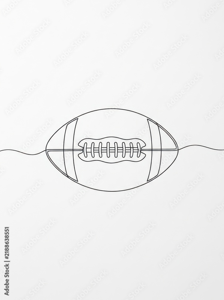 Obraz premium Modern Minimalist Continuous Line Drawing of an American Football for Sports and Graphic Design