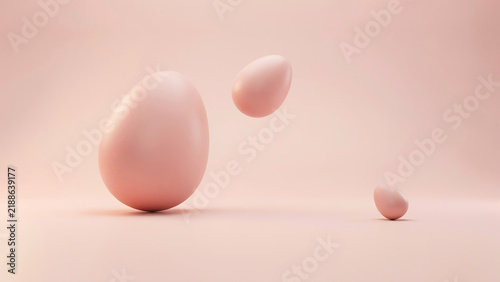 Minimalist Floating Pink Eggs 3D Render Concept