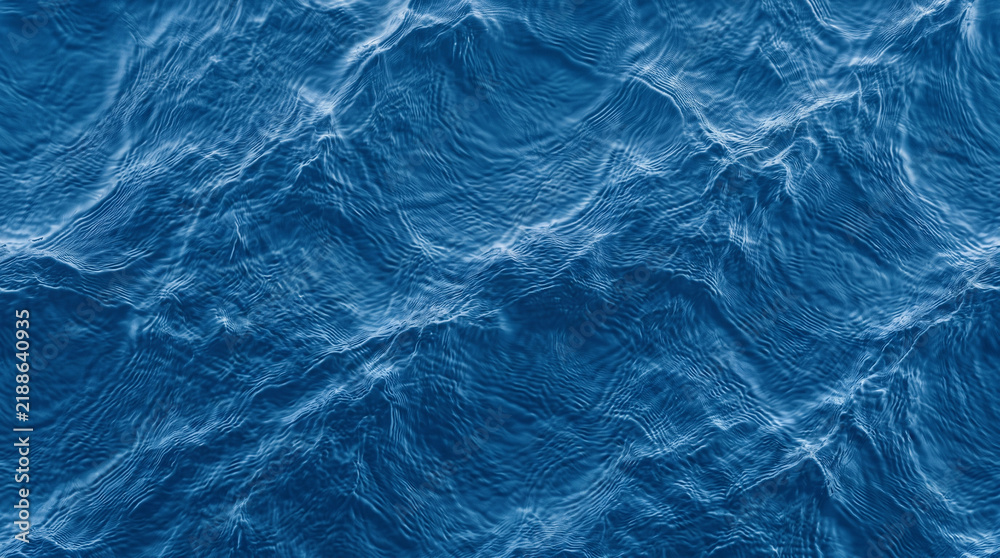 Obraz premium High angle view of rhythmic blue ocean waves under even ambient lighting
