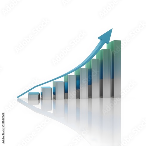Premium 3D Bar Chart Showing Financial Growth and Business Success