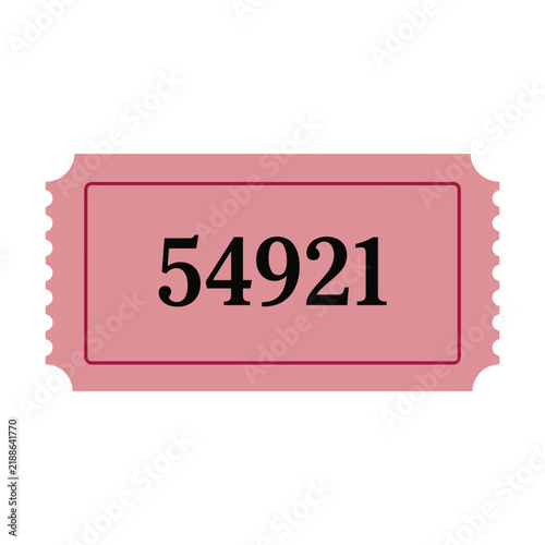 Pink raffle ticket with black number 54921 for event admission Vector