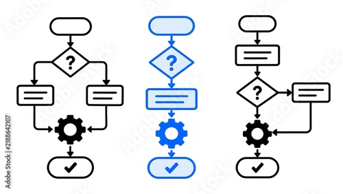 Tapety artystyczne Flowchart diagrams with decision nodes and process steps for business work flows