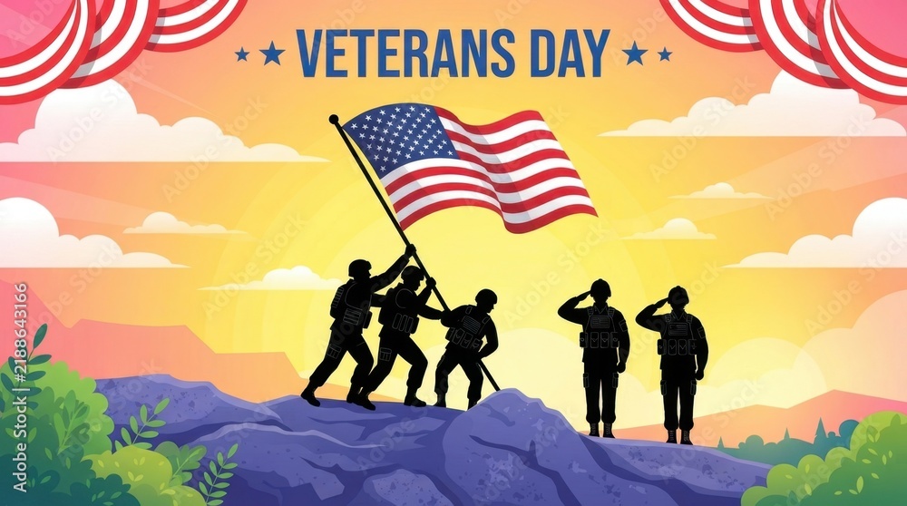 Fototapeta premium Veterans Day Flag Tribute