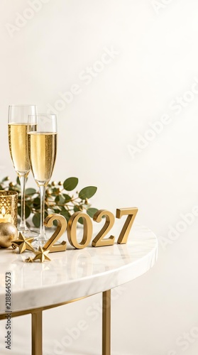 Elegant New Year's Eve Table Setting with Champagne and Gold 