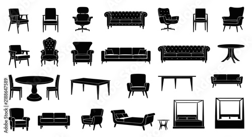 Fotografie Furniture icons with include various chairs