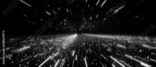 Foto Abstract perspective view of glowing white light trails creating a digital city