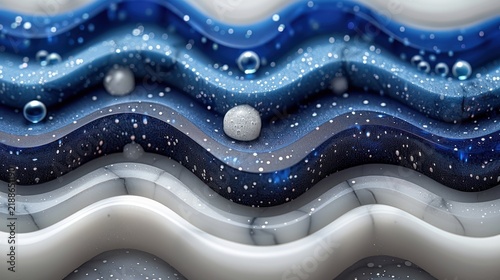 Blue gray and white waves capture the ocean's essence at dusk