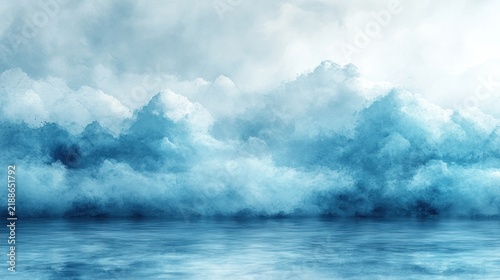 Vibrant waves rise gently in a serene waterway as dawn breaks with soft clouds above