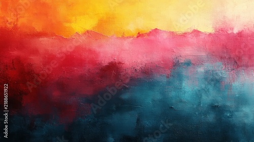 Bold colors merge to create a stunning sunset scene filled with warmth and depth