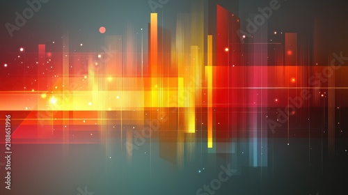 Abstract lights and forms blend together in a lively spectrum of colors and shapes