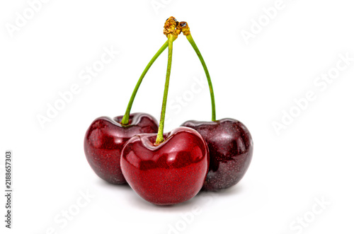 black Cherries on white background